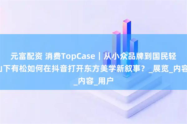 元富配资 消费TopCase|从小众品牌到国民轻奢:山下有松如何在抖音打开东方美学新叙事?_展览_内容_用户